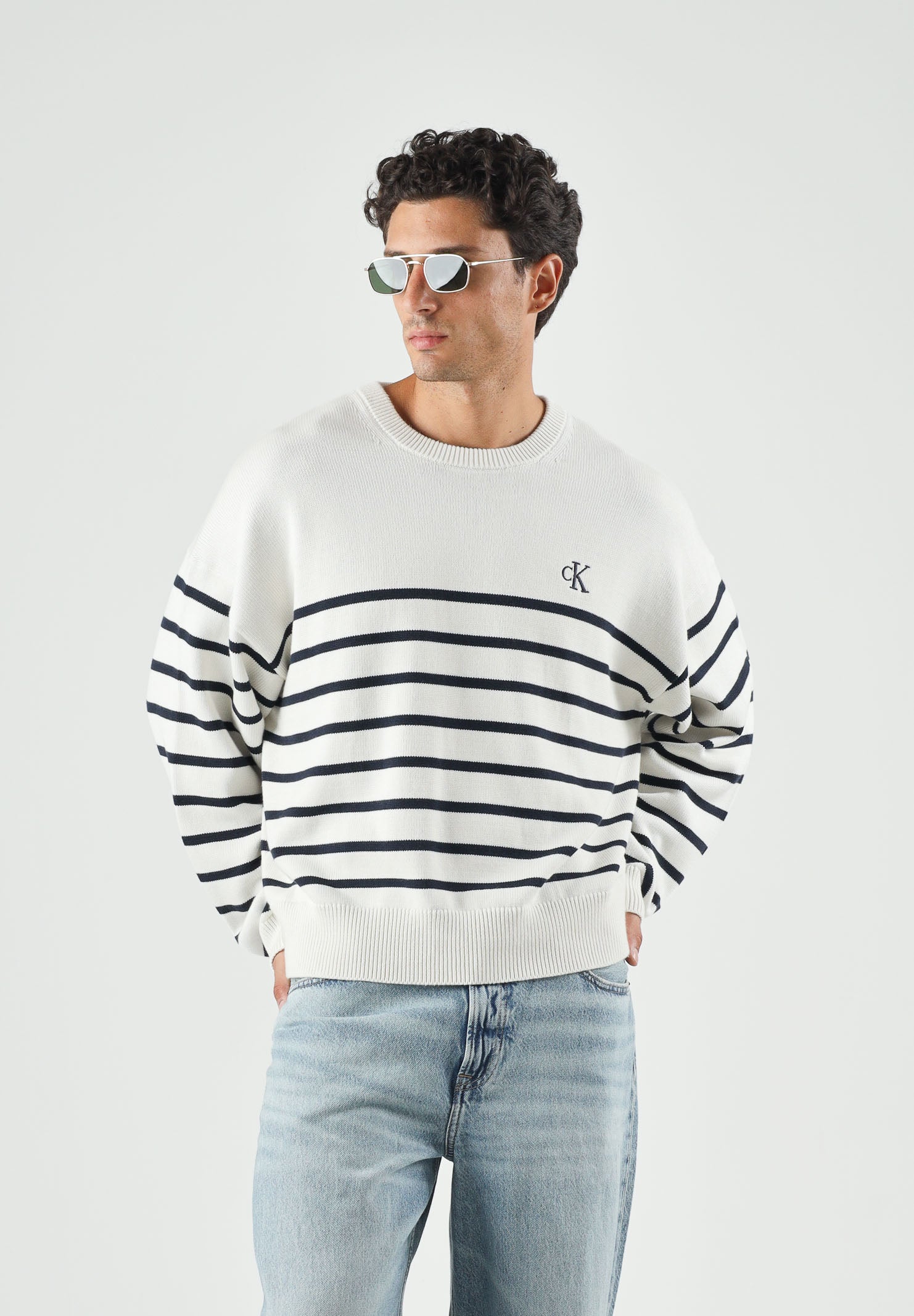 CALVIN KLEIN JEANS Maglione girocollo colore Tofu, beige chiaro da uomo. LV04RG305G YAS CALVIN KLEIN JEANS 