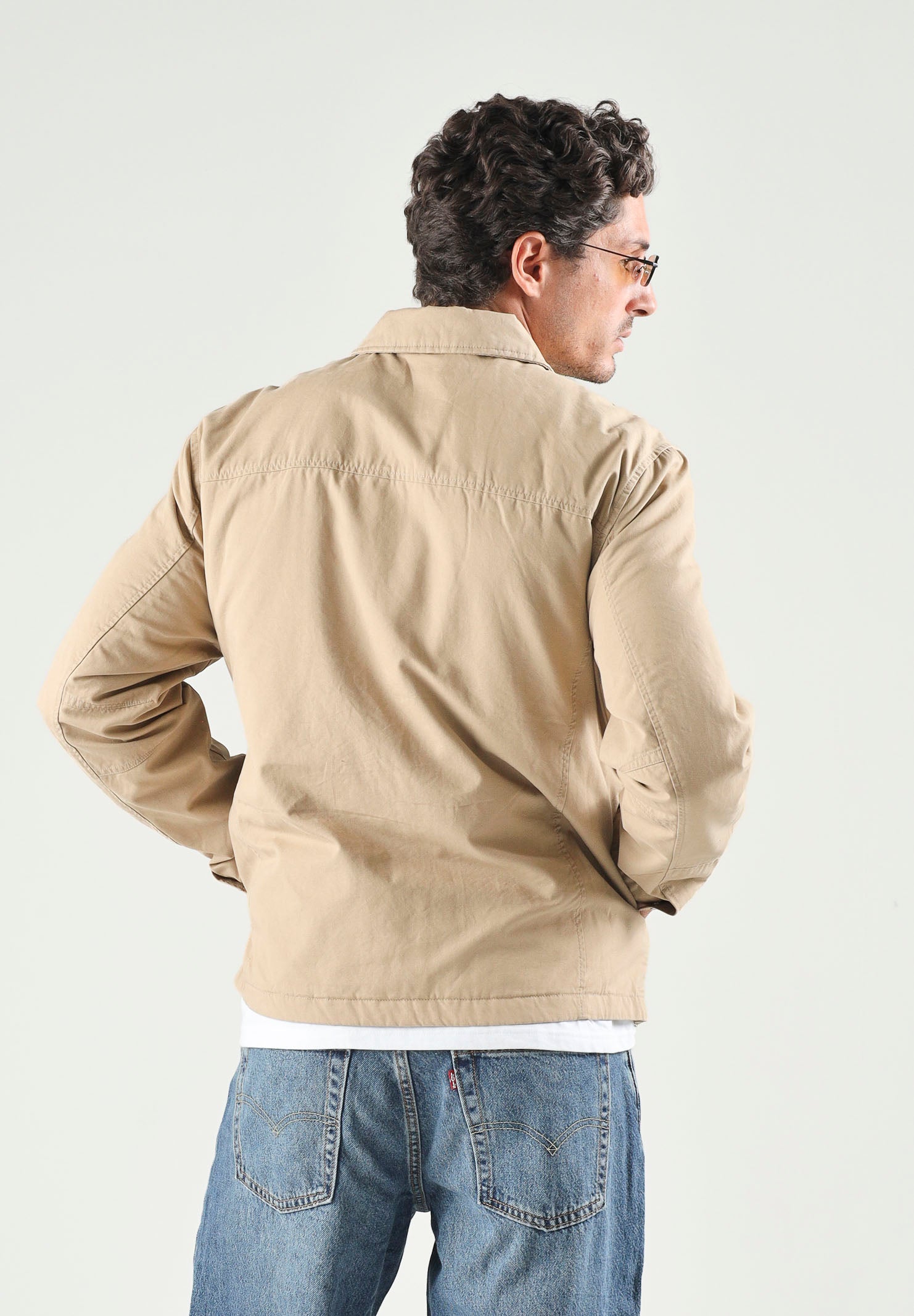 CALVIN KLEIN JEANS Giubbotto di jeans con zip Cornstalk beige da uomo in tinta unita LV04RG405G PBE CALVIN KLEIN JEANS 