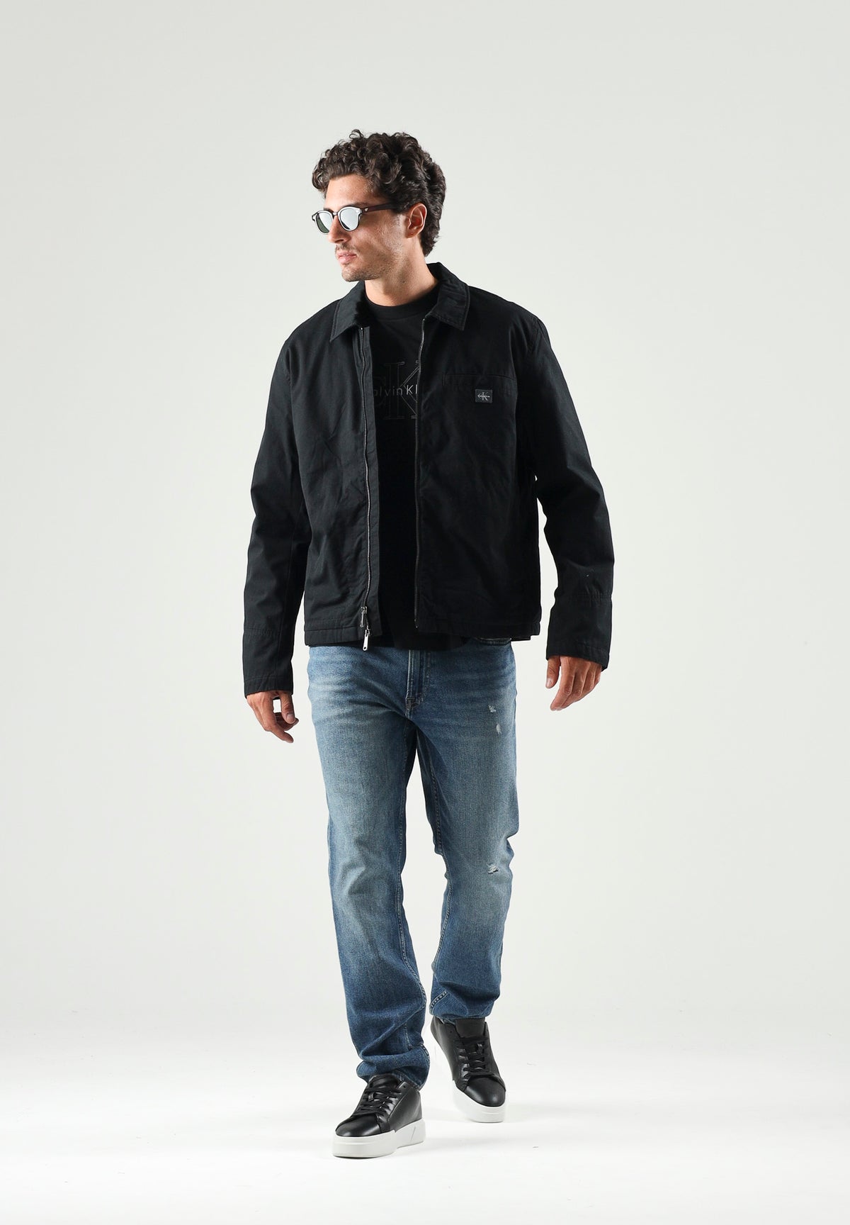 CALVIN KLEIN JEANS Giubbotto con zip nero da uomo in tinta unita LV04RG405G UB1 CALVIN KLEIN JEANS 