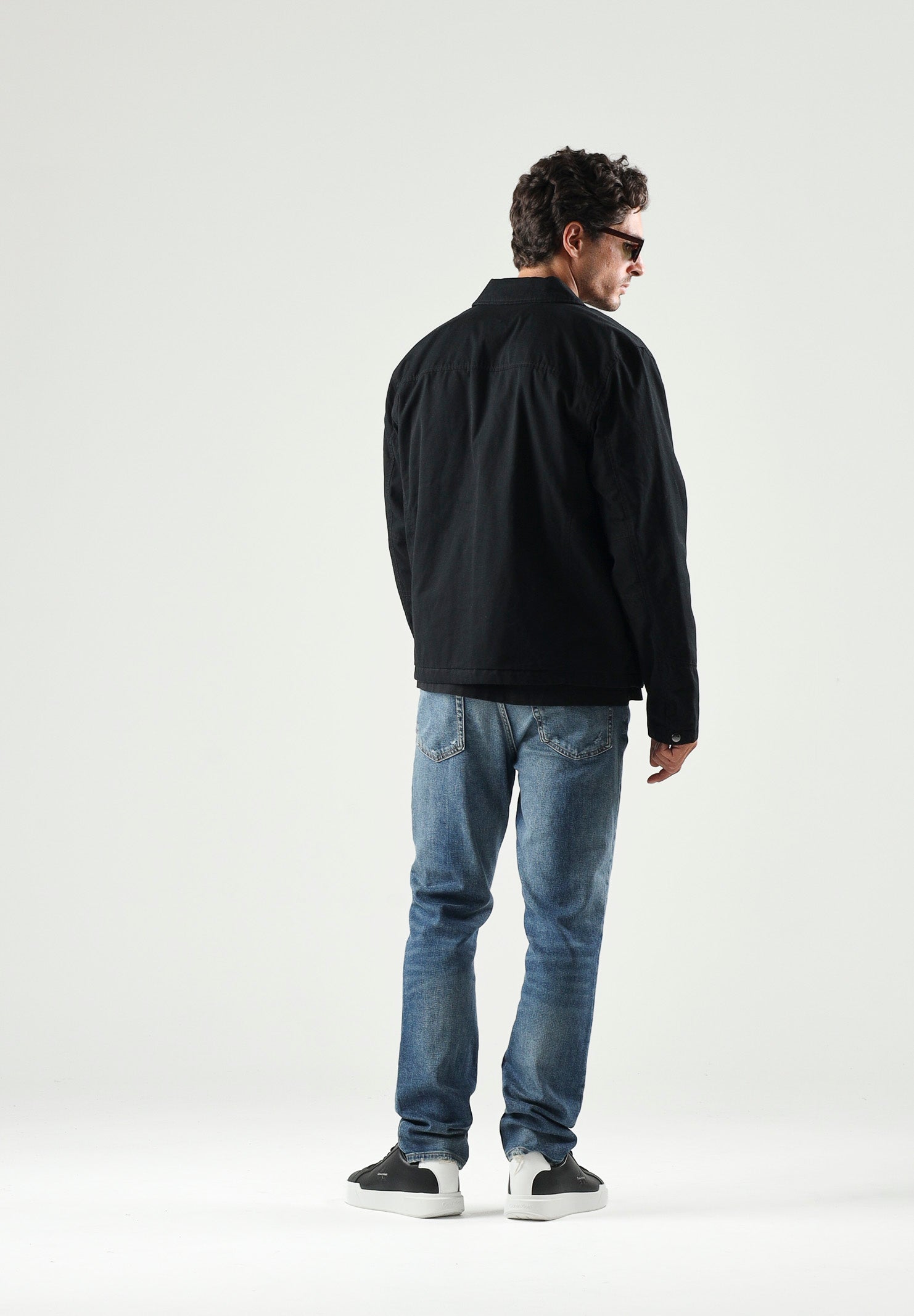 CALVIN KLEIN JEANS Giubbotto di jeans con zip nero da uomo in tinta unita LV04RG405G UB1 CALVIN KLEIN JEANS 