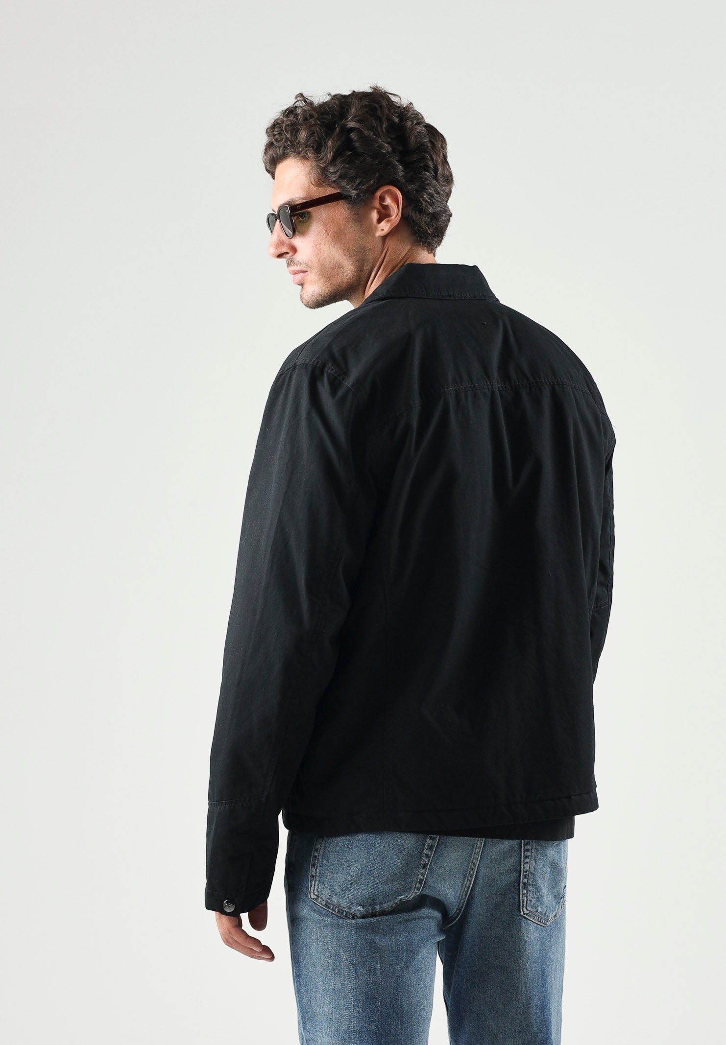 CALVIN KLEIN JEANS Giubbotto di jeans con zip nero da uomo in tinta unita LV04RG405G UB1 CALVIN KLEIN JEANS 