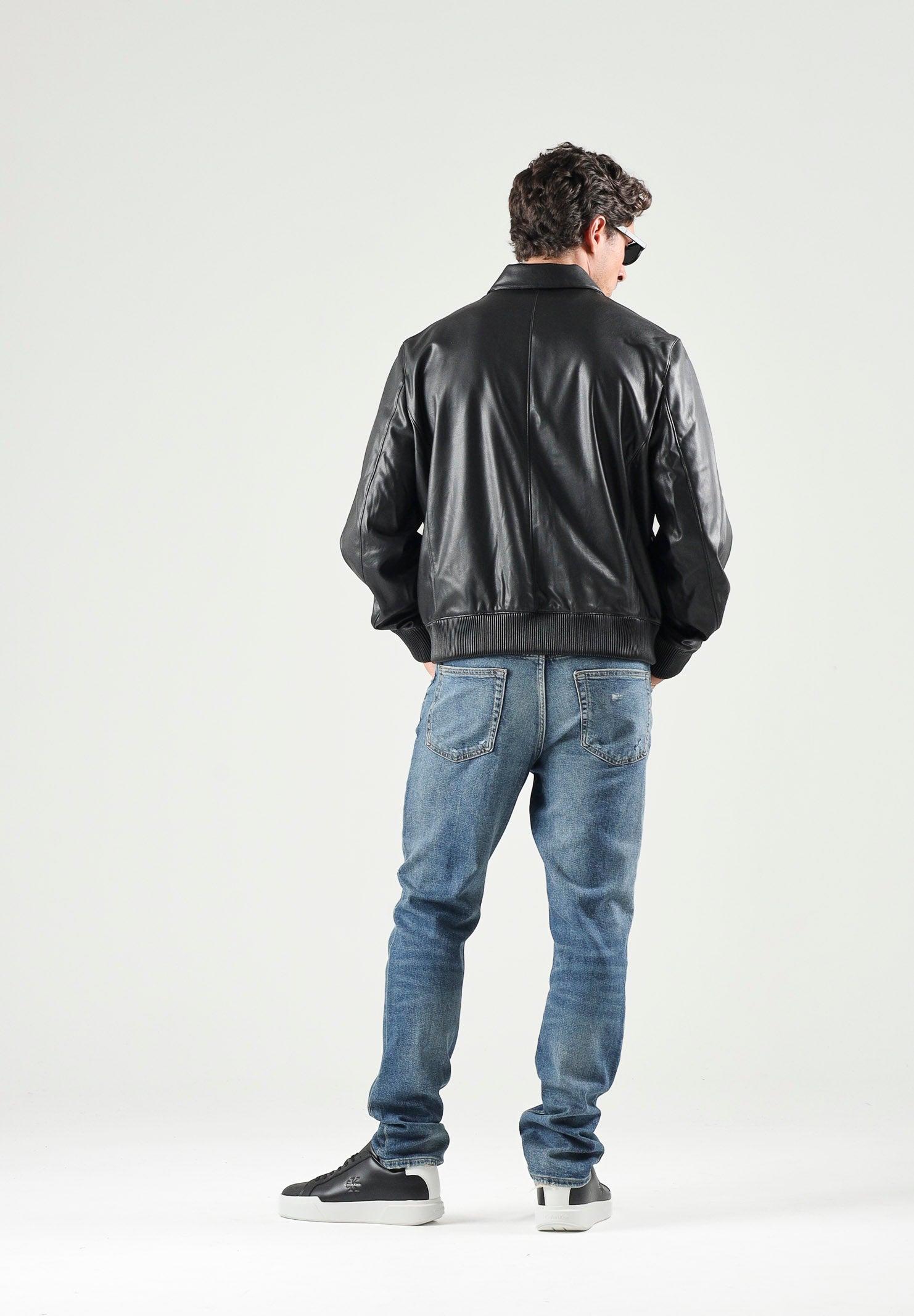 CALVIN KLEIN JEANS Giubbotto LS FAUX LEATHER nero da uomo in tinta unita effetto pelle. LV04RG406G UB1 CALVIN KLEIN JEANS 