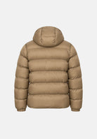 CALVIN KLEIN JEANS Piumino LIGHTWEIGHT NYLON HOODED PUFFER JACKET Khaki Umber beige kaki da uomo, con imbottitura sintetica, cappuccio fisso, trapuntatura orizzontale, chiusura frontale con zip e maxi logo CK sul petto. LV04RG513G 10J CALVIN KLEIN JEANS 