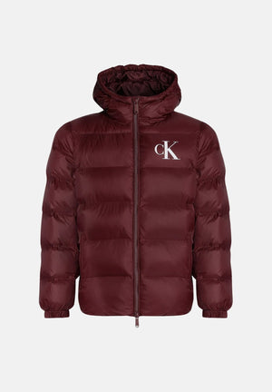 CALVIN KLEIN JEANS Piumino LIGHTWEIGHT NYLON HOODED PUFFER JACKET Merlot bordeaux scuro da uomo, LV04RG513G 2LN CALVIN KLEIN JEANS 