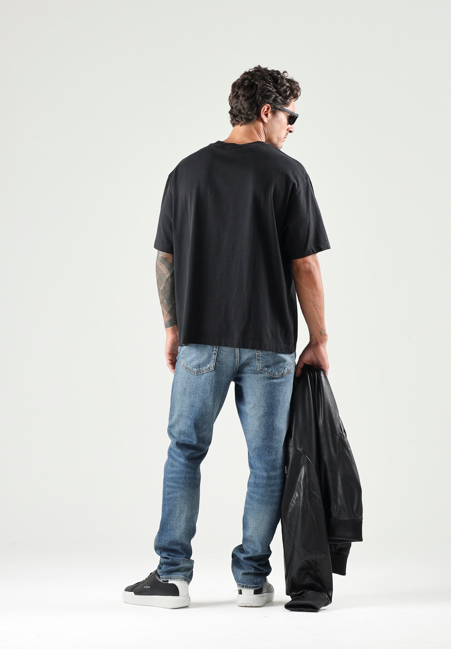 CALVIN KLEIN JEANS T-shirt MONOGRAM nera da uomo con logo centrale LV04RG814G UB1 CALVIN KLEIN JEANS 