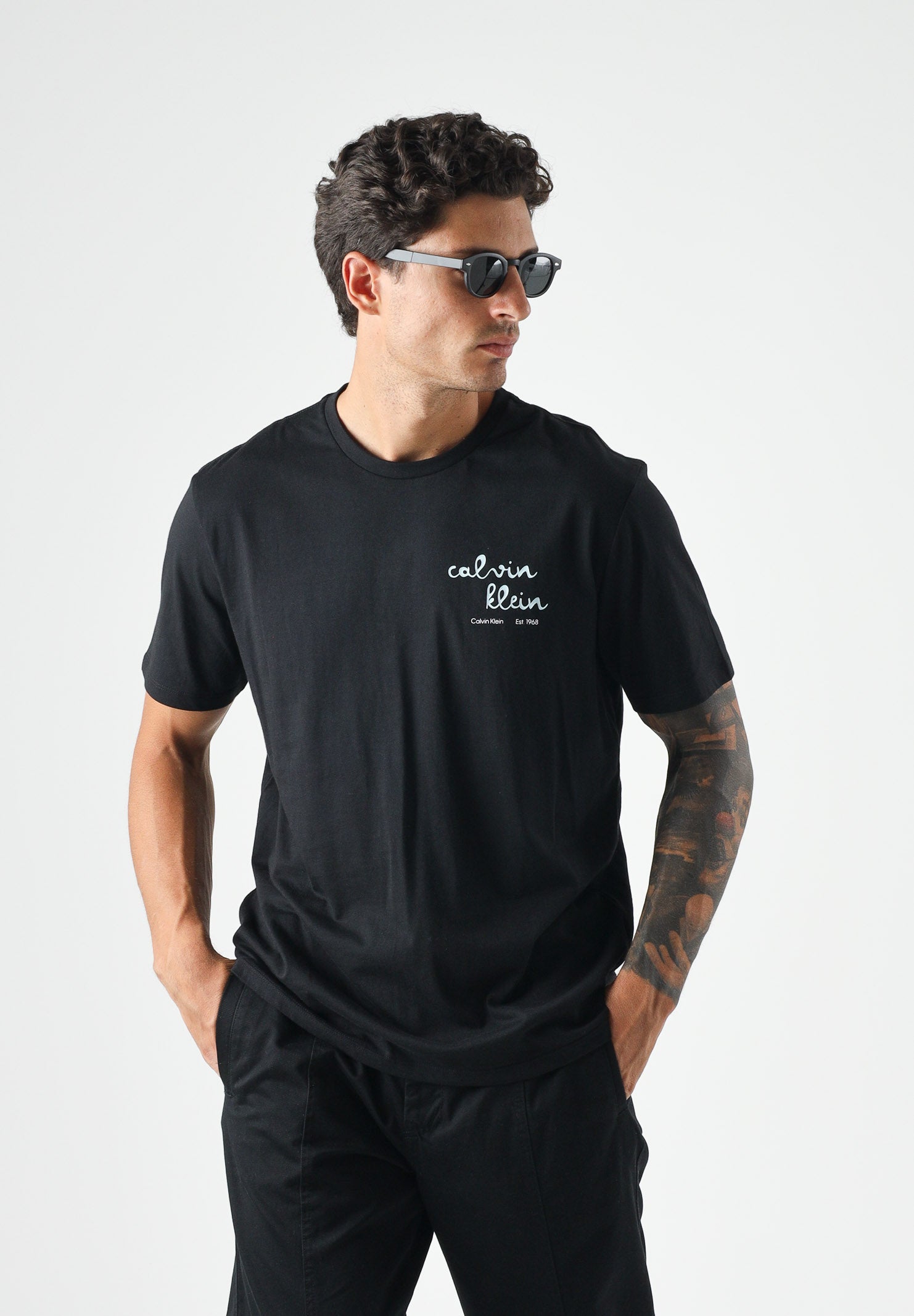 CALVIN KLEIN JEANS T-shirt LOGO GRAFIC nero da uomo <BR/> LV04RG837G UB1 CALVIN KLEIN JEANS 