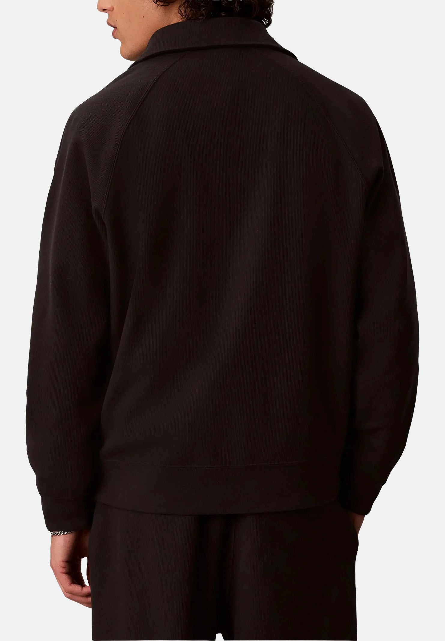 CALVIN KLEIN JEANS Felpa mezza zip DOUBLE KNIT MONOGRAM nera da uomo LV04RH216G UB1 CALVIN KLEIN JEANS 