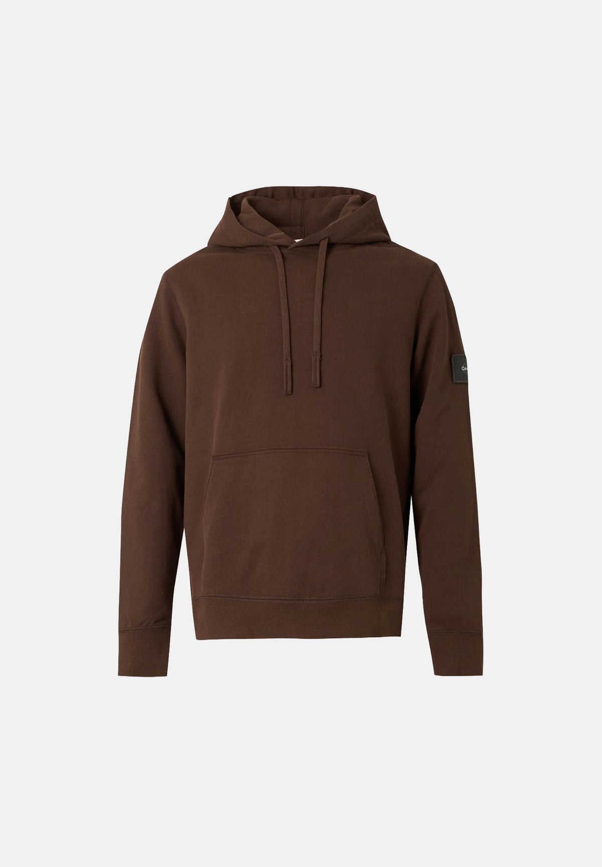 CALVIN KLEIN JEANS Felpa 350 TERRY BADGE HOODIE Brown Cork marrone cioccolato da uomo con cappuccio, tasca a marsupio e tessuto French Terry LV04RJ201G WFM CALVIN KLEIN JEANS 