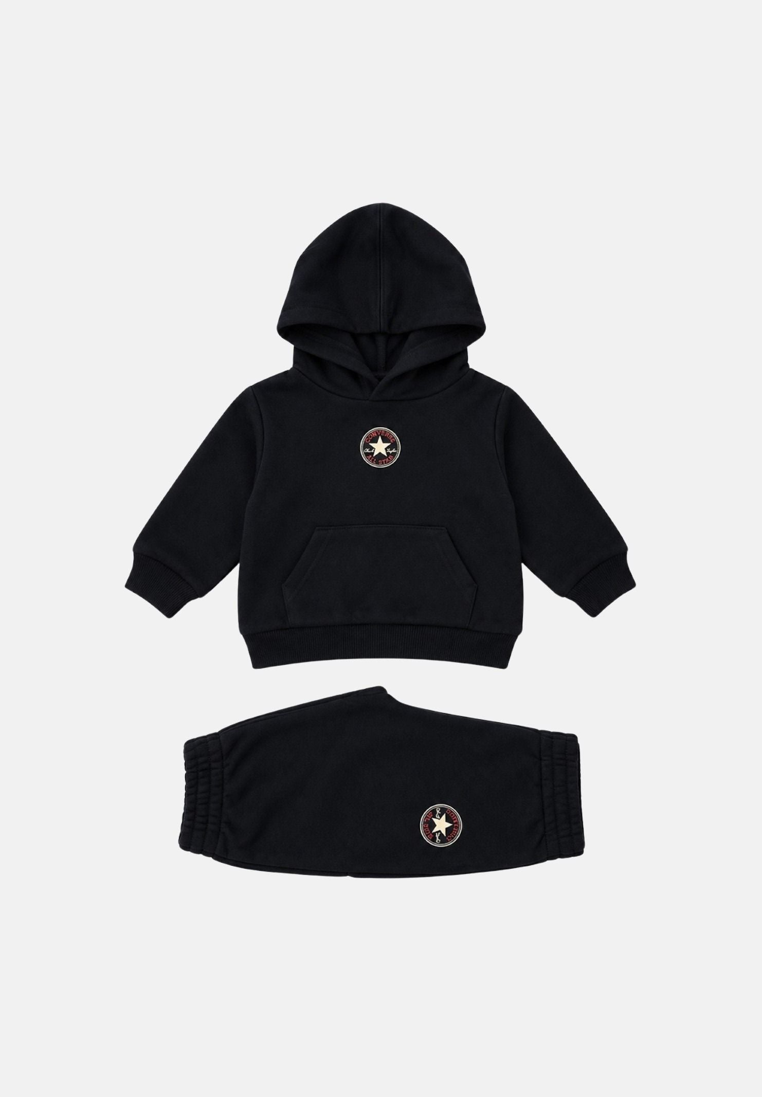 CONVERSE Tuta nera per neonato con felpa con cappuccio, pantaloni jogger e logo Chuck Taylor All Star. 6CK114 023 CONVERSE 