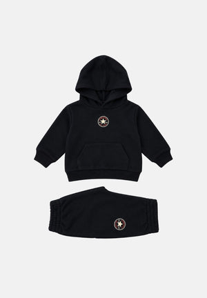 CONVERSE Tuta nera per neonato con felpa con cappuccio, pantaloni jogger e logo Chuck Taylor All Star. 6CK114 023 CONVERSE 
