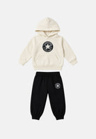 CONVERSE Tuta  bianca e nera  per neonato con felpa con cappuccio bicolore e iconica stampa grafica frontale 6CJ829 023 CONVERSE 
