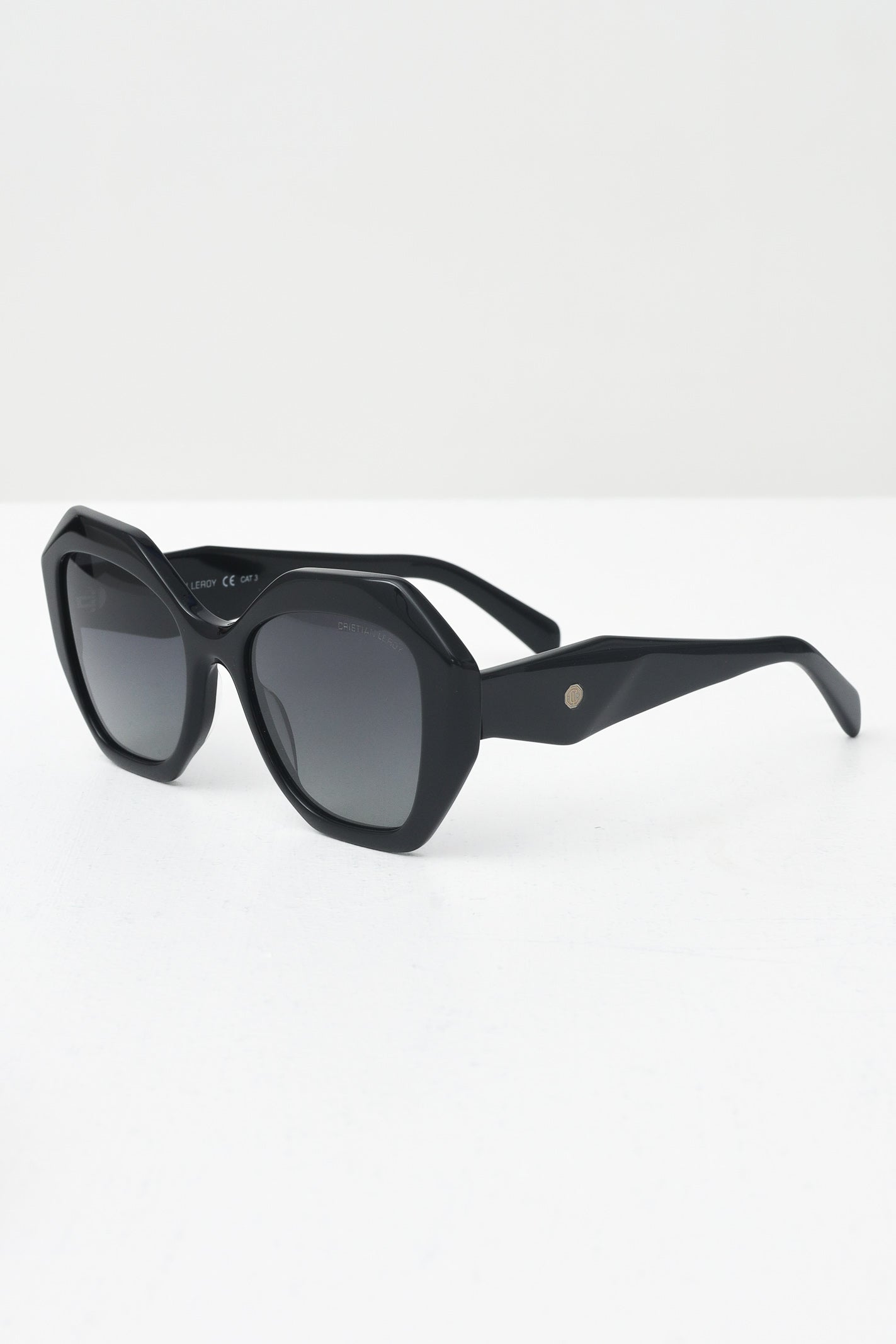 CRISTIAN LEROY Occhiali da sole neri da donna dal design ottagonale 25070 01 CRISTIAN LEROY 