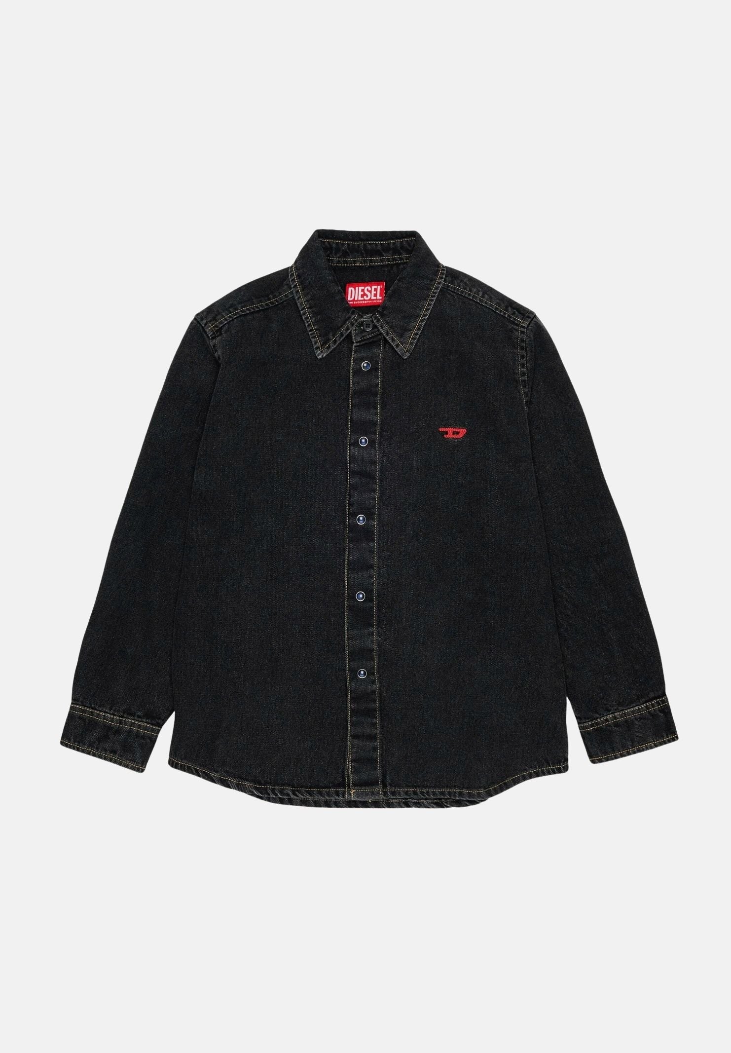 DIESEL Camicia di jeans  CSIMPLY-OVER nero per donna, ragazzi e bambini con lavaggio sfumato  e logo D ricamato. J01330KXBU6 K02 DIESEL 