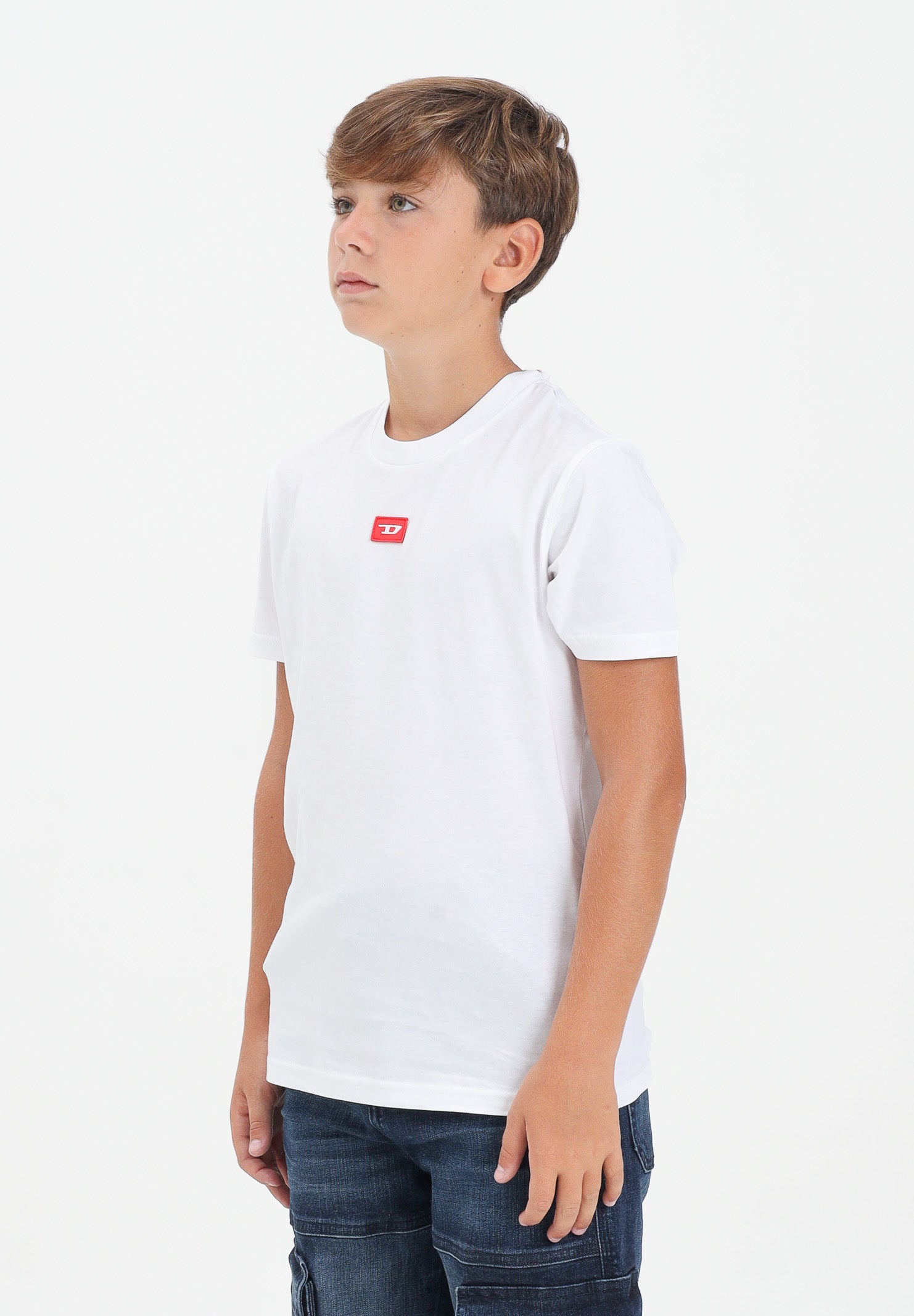 DIESEL T-shirt a manica corta bianca per donna, ragazzi e bambini con logo J025010GRAI K100 DIESEL 