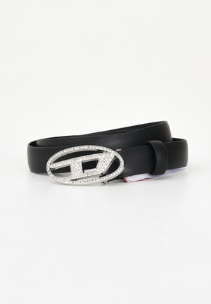 DIESEL Cintura nera da donna con fibbia impreziosita da strass J02524KXBLR K900 DIESEL 