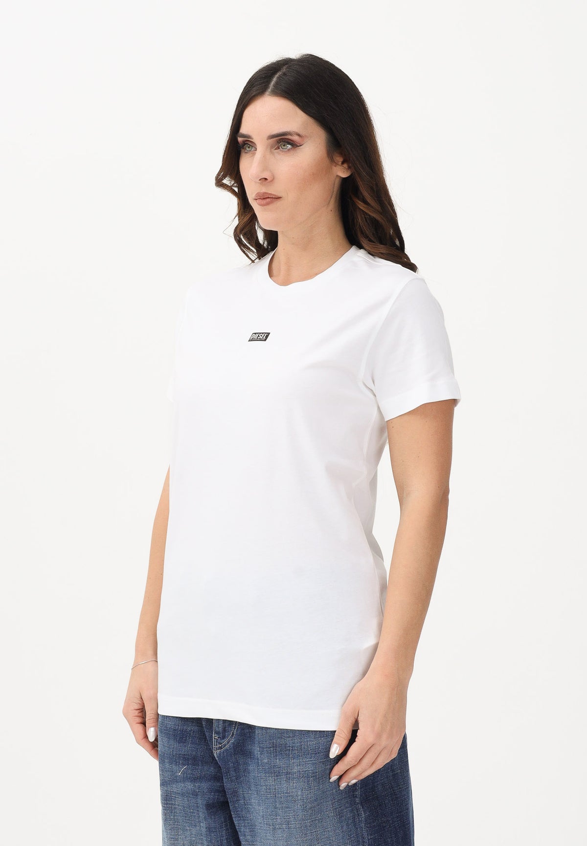 DIESEL T-shirt a manica corta bianca per donna, ragazzi e bambini con logo J027700CATM K100 DIESEL 