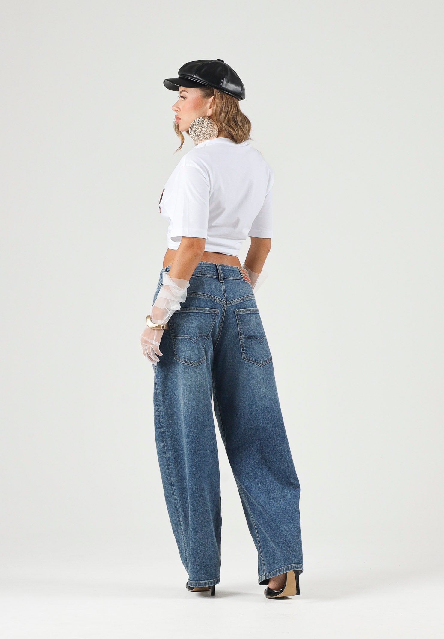 DIESEL Jeans D-DEVON  denim blu medio, per donna, ragazzi e bambini con cuciture a contrasto J02889KXBU3 K01 DIESEL 