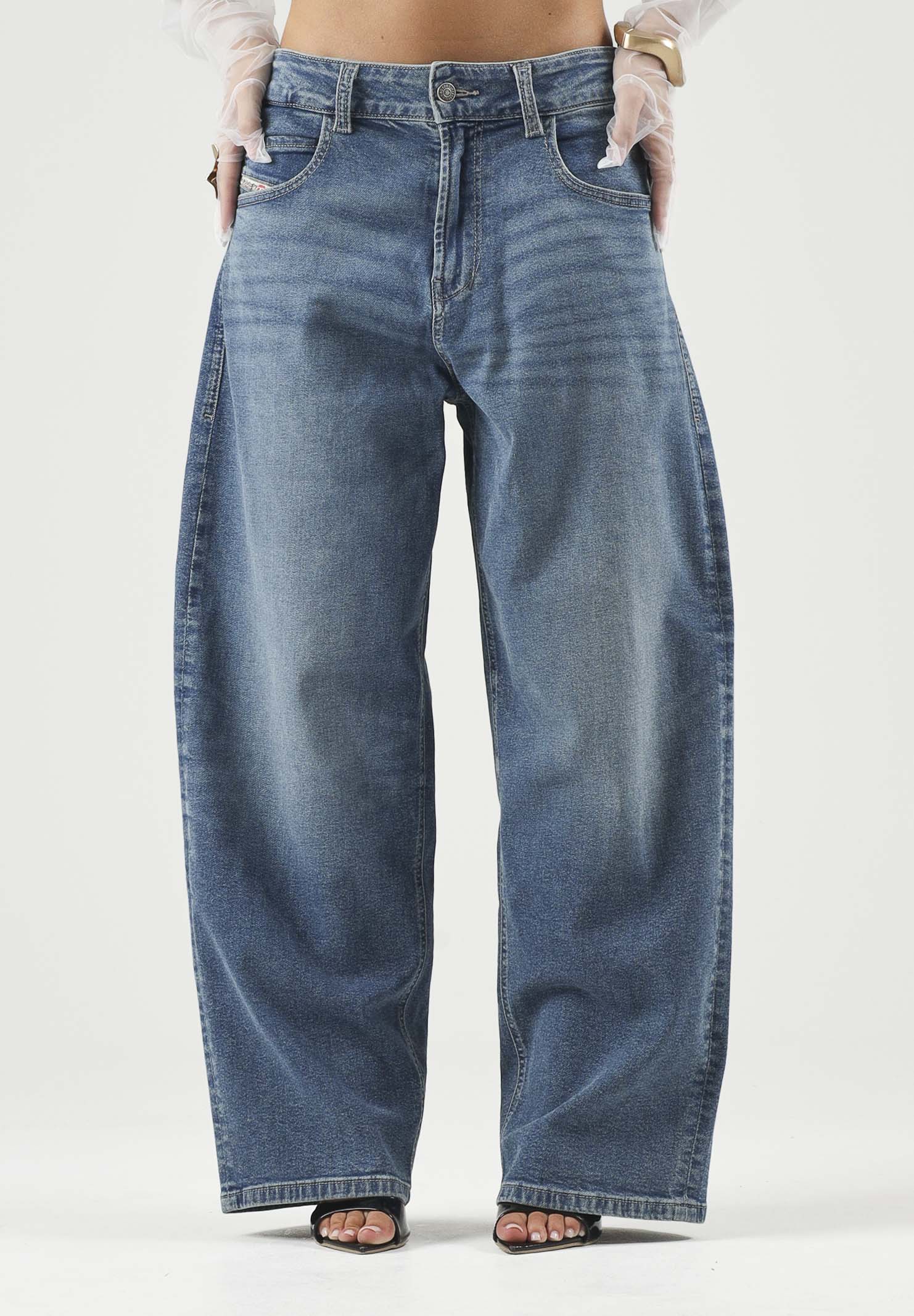 DIESEL Jeans D-DEVON  denim blu medio, per donna, ragazzi e bambini con cuciture a contrasto J02889KXBU3 K01 DIESEL 