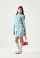 DIESEL Cardigan KAMMY colore dusty blue, per donna, ragazzi e  bambini con texture a coste J02911KYA2G K80U DIESEL 