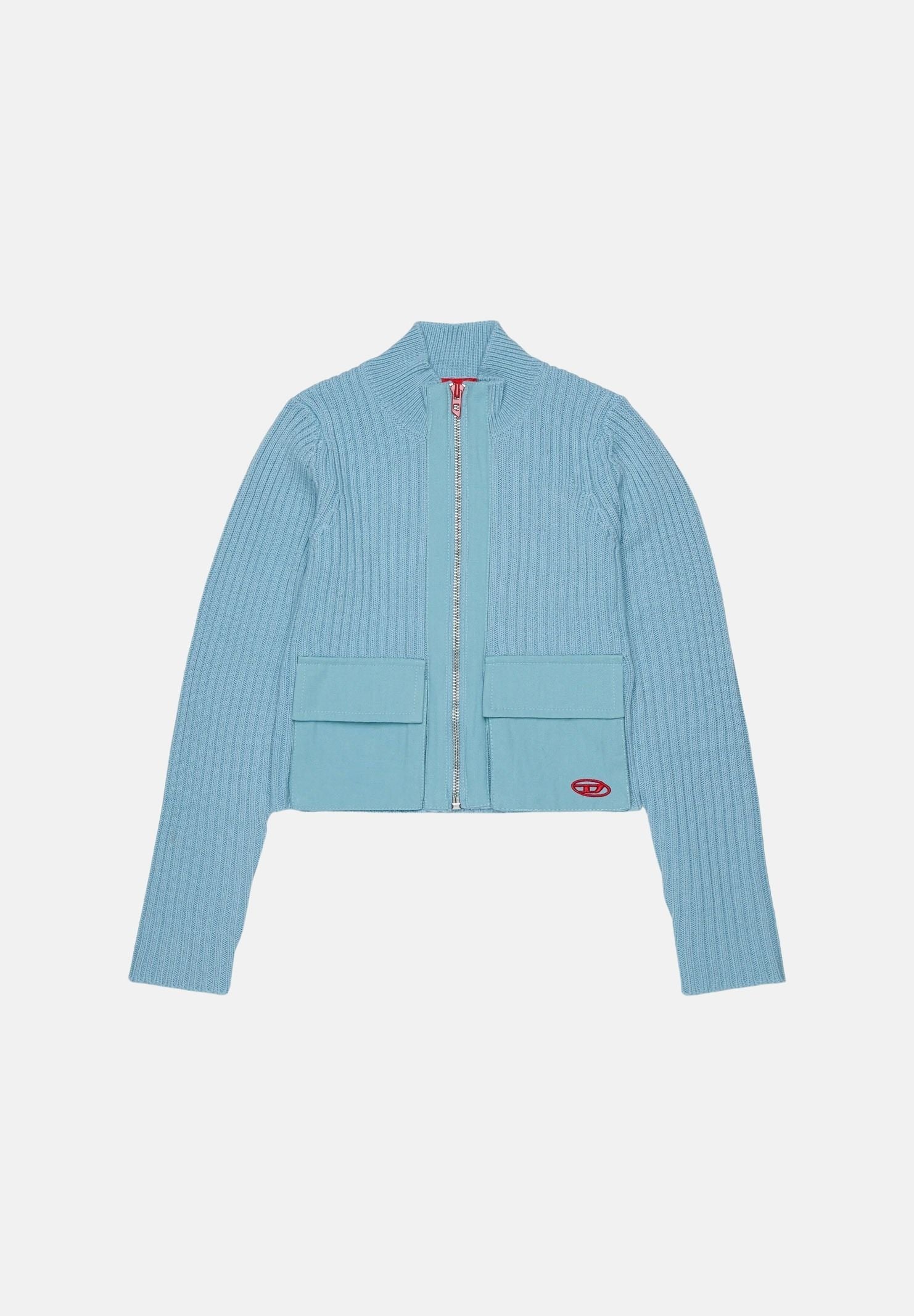 DIESEL Cardigan KAMMY colore dusty blue azzurro, per donna, ragazzi e  bambini con texture a coste J02911KYA2G K80U DIESEL 