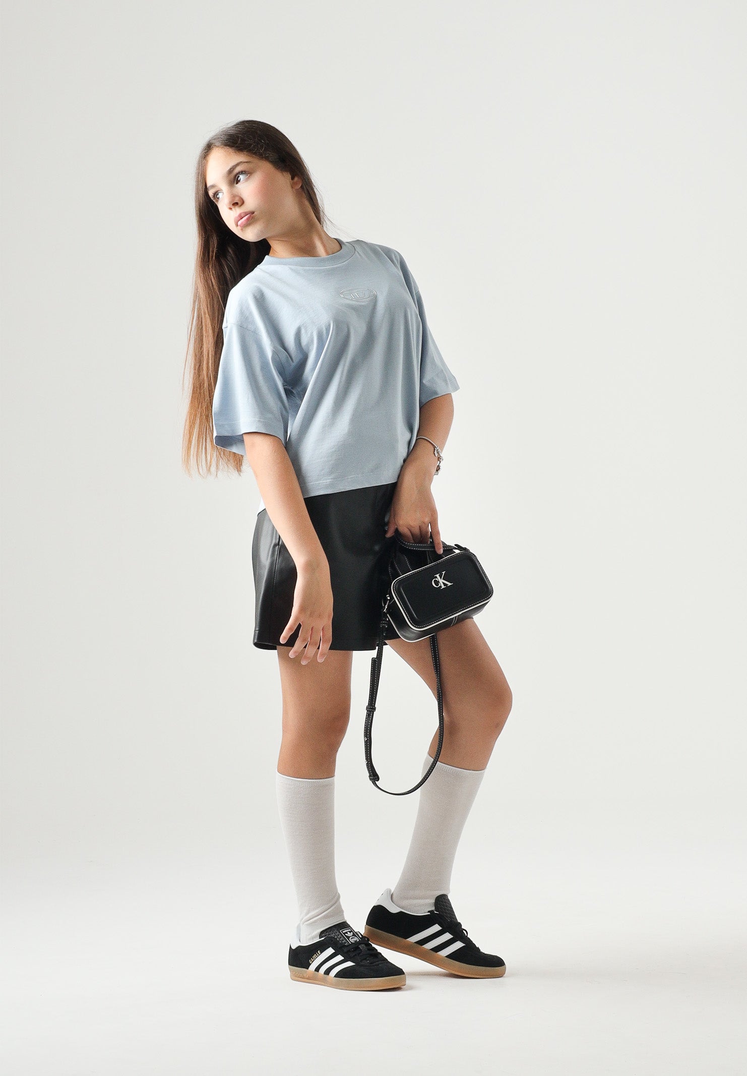 DIESEL T-shirt TLIXIN Dusty Blue, azzurro cielo per donna, ragazzi e  bambini  con piccolo logo Oval D frontale. J0291800YI9 K80U DIESEL 