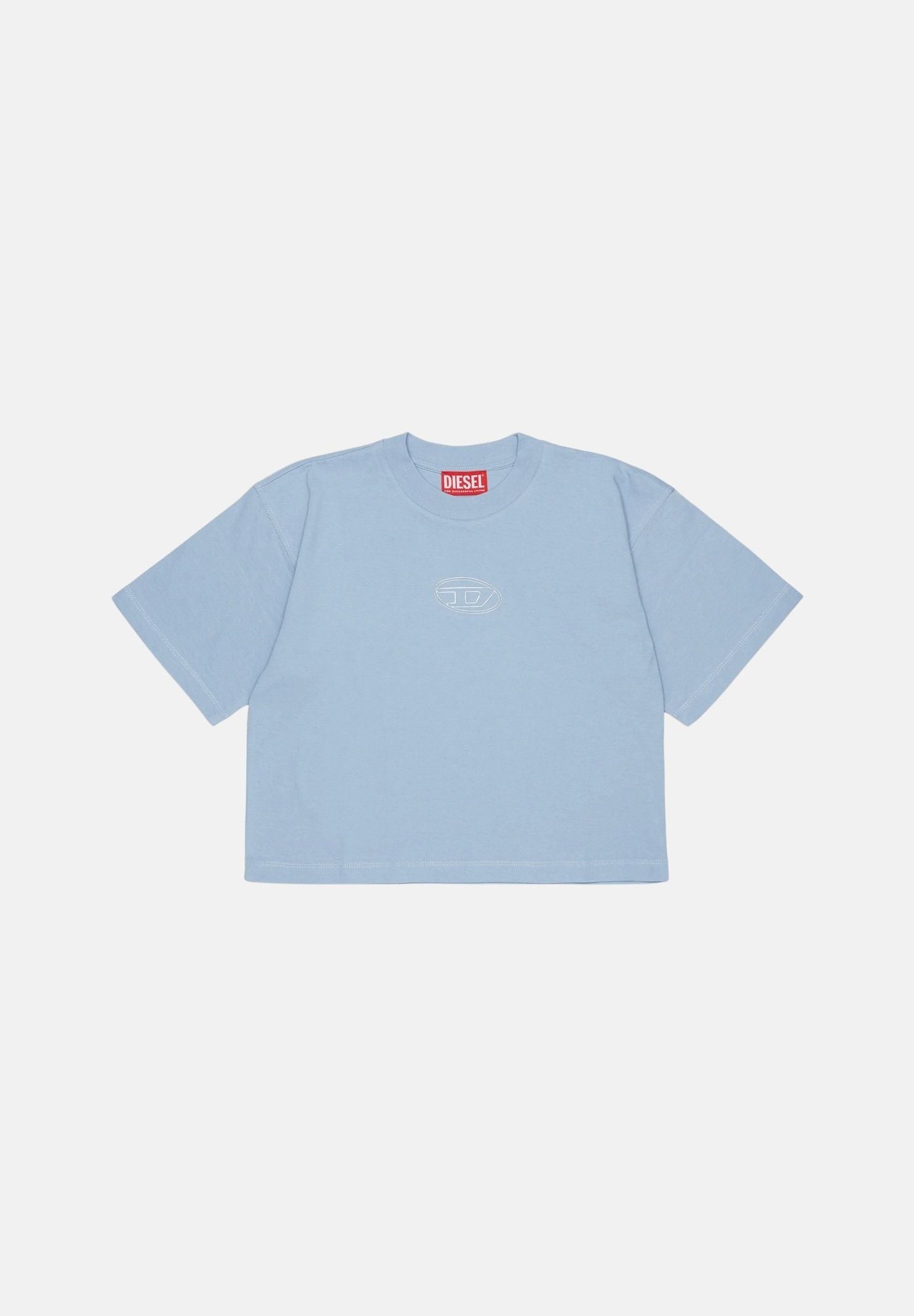 DIESEL T-shirt TLIXIN Dusty Blue, azzurro cielo per donna, ragazzi e  bambini  con piccolo logo Oval D frontale. J0291800YI9 K80U DIESEL 