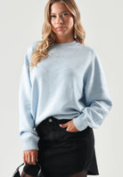 DIESEL Maglia girocollo dusty blue per donna, ragazza e bambina con ricamo logo sul petto. J02931KYAYX K80U DIESEL 