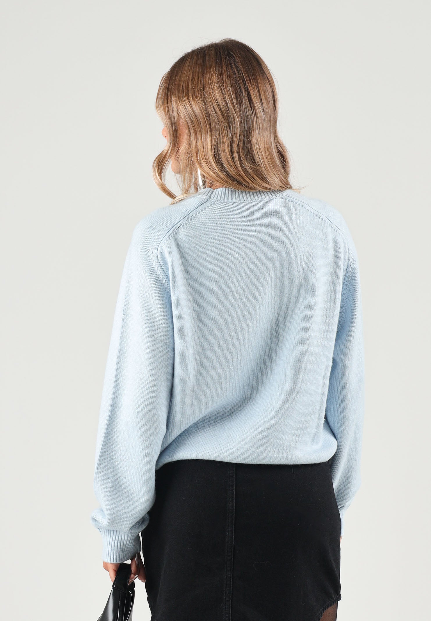 DIESEL Maglia girocollo dusty blue per donna, ragazza e bambina con ricamo logo sul petto. J02931KYAYX K80U DIESEL 