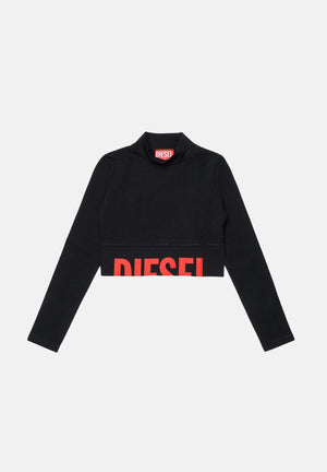 DIESEL Crop top TCEFILS colore  nero, per donna, ragazzi e bambini con logo frontale cut-off. J02935KYA0L K900 DIESEL 