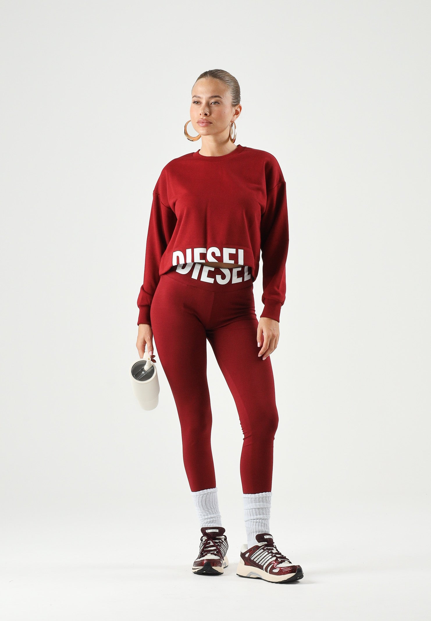 DIESEL Felpa cropped colore Syrah bordeaux, per donna, ragazzi e  bambini con logo frontale J02936KYAZ3 K440 DIESEL 