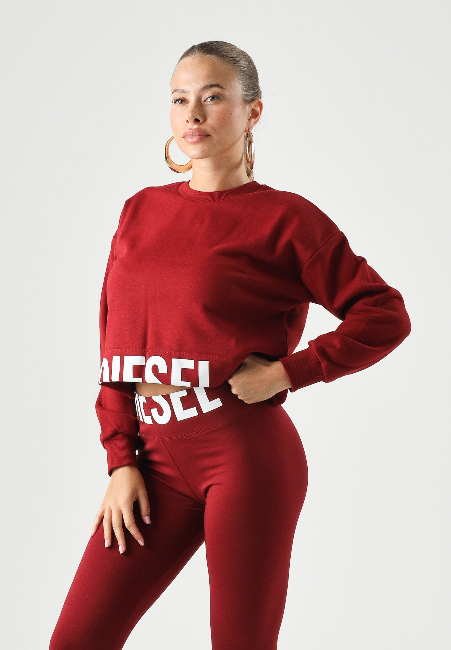 DIESEL Felpa cropped colore Syrah bordeaux, per donna, ragazzi e  bambini con logo frontale J02936KYAZ3 K440 DIESEL 