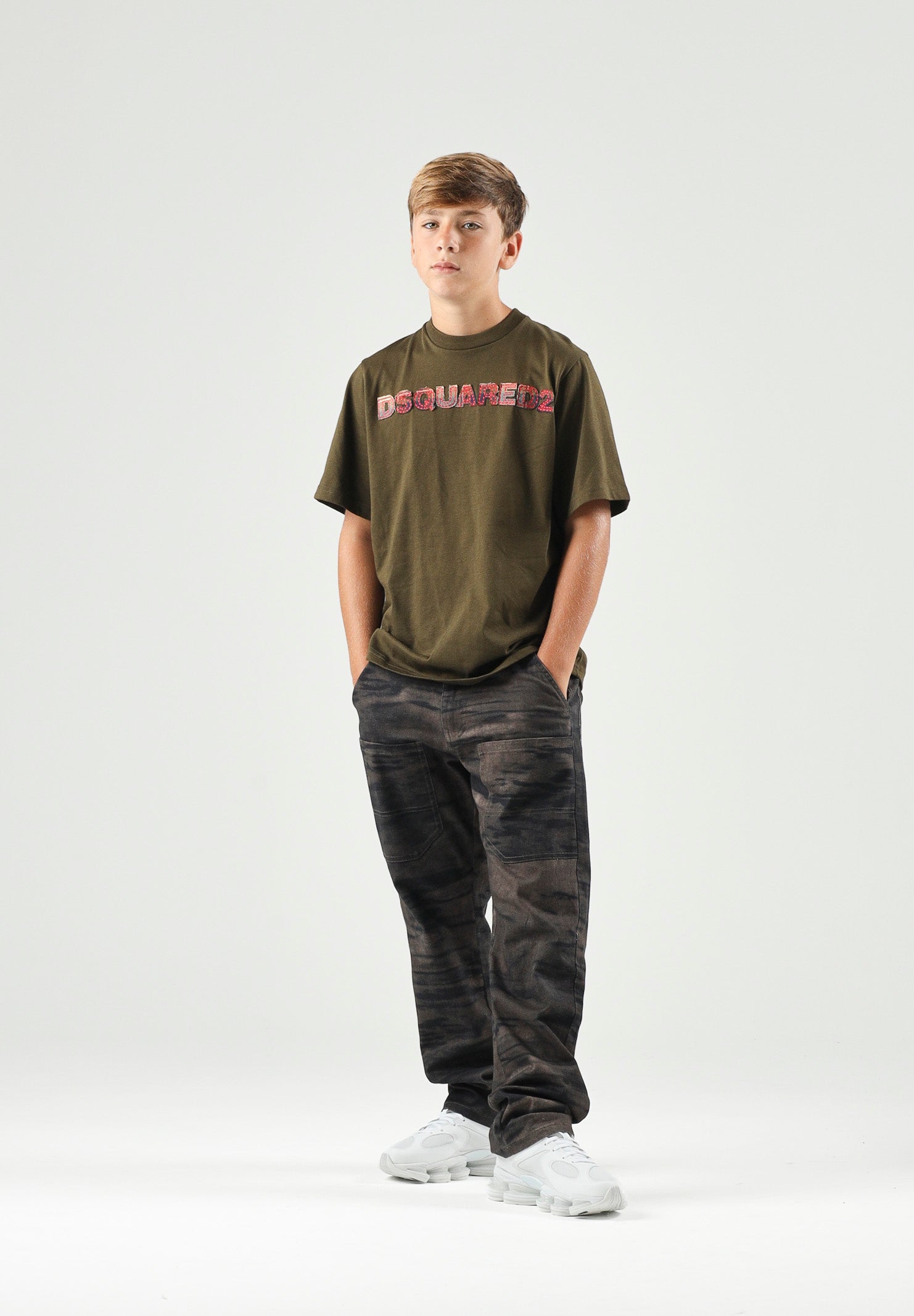 DIESEL Pantaloni PJAKE camouflage verde, colore basico verde, donna. J02958KXBT8 K50C DIESEL 