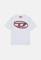 DIESEL T-shirt manica corta TVEL OVER bianca  per donna, ragazzi e  bambini con stampa logo Oval D bicolore frontale. J02969KYA1Y K100 DIESEL 