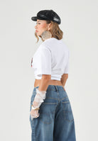 DIESEL T-shirt manica corta TVEL OVER bianca  per donna, ragazzi e  bambini con stampa logo Oval D bicolore frontale. J02969KYA1Y K100 DIESEL 