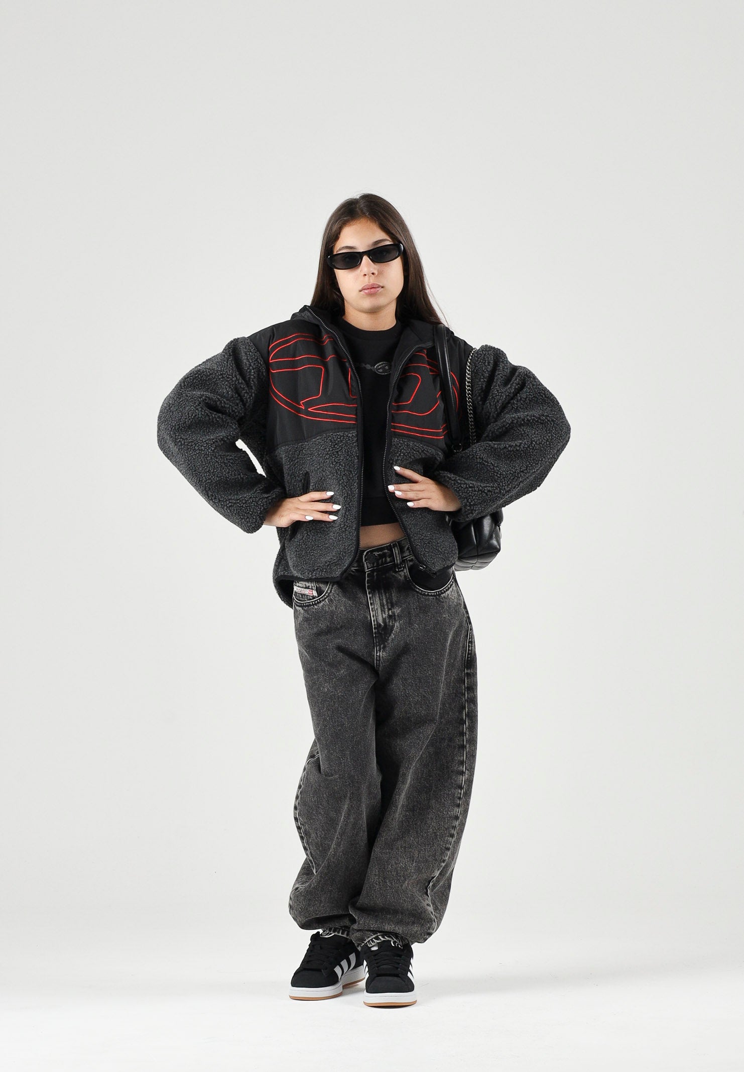 DIESEL Piumino ASPHALT, grigio antracite per donna, ragazzi e bambini con maxi logo J029790QFAH K910A DIESEL 