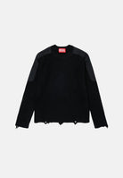 DIESEL Maglione KAMAR nero, per donna, ragazzi e bambini con orli effetto destroyed e logo Oval D ricamato sulla manica. J02980KYA2G K900 DIESEL 