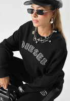 DIESEL Felpa SJEANS OVER nero, per donna, ragazzi e bambini con logo Diesel frontale effetto sfrangiato. J029850GEAD K900 DIESEL 