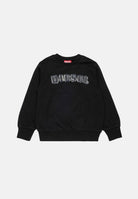 DIESEL Felpa girocollo SJEANS OVER nero, per donna, ragazzi e bambini con logo Diesel frontale effetto sfrangiato. J029850GEAD K900 DIESEL 
