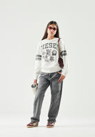 DIESEL Felpa girocollo SBAND  Off White, per donna, ragazzi e bambini con stampe logo stile college, J029880GEAD K141 DIESEL 