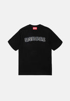 DIESEL T-shirt manica cortaTJEANS OVER nera per donna, ragazzi e bambini con logo Diesel frontale effetto sfrangiato J02992KYA1Y K900 DIESEL 