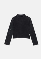 DIESEL T-shirt manica lunga TKNOT nera per donna, ragazza e bambina con dettaglio incrociato annodato e dettaglio strass sulle spalle J03011KYA2K K900 DIESEL 