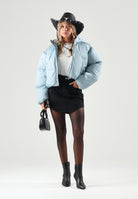 DIESEL Piumino  J-KUB-P DUSTY BLUE azzurro per donna, ragazzi e bambini con cappuccio J03016KXBVC K80U DIESEL 