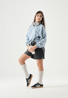 DIESEL Felpa SALILLY colore brand Dusty Blue,azzurro cielo, per donna, ragazzi e bambini con logo Oval D J03017KYAZ3 K80U DIESEL 