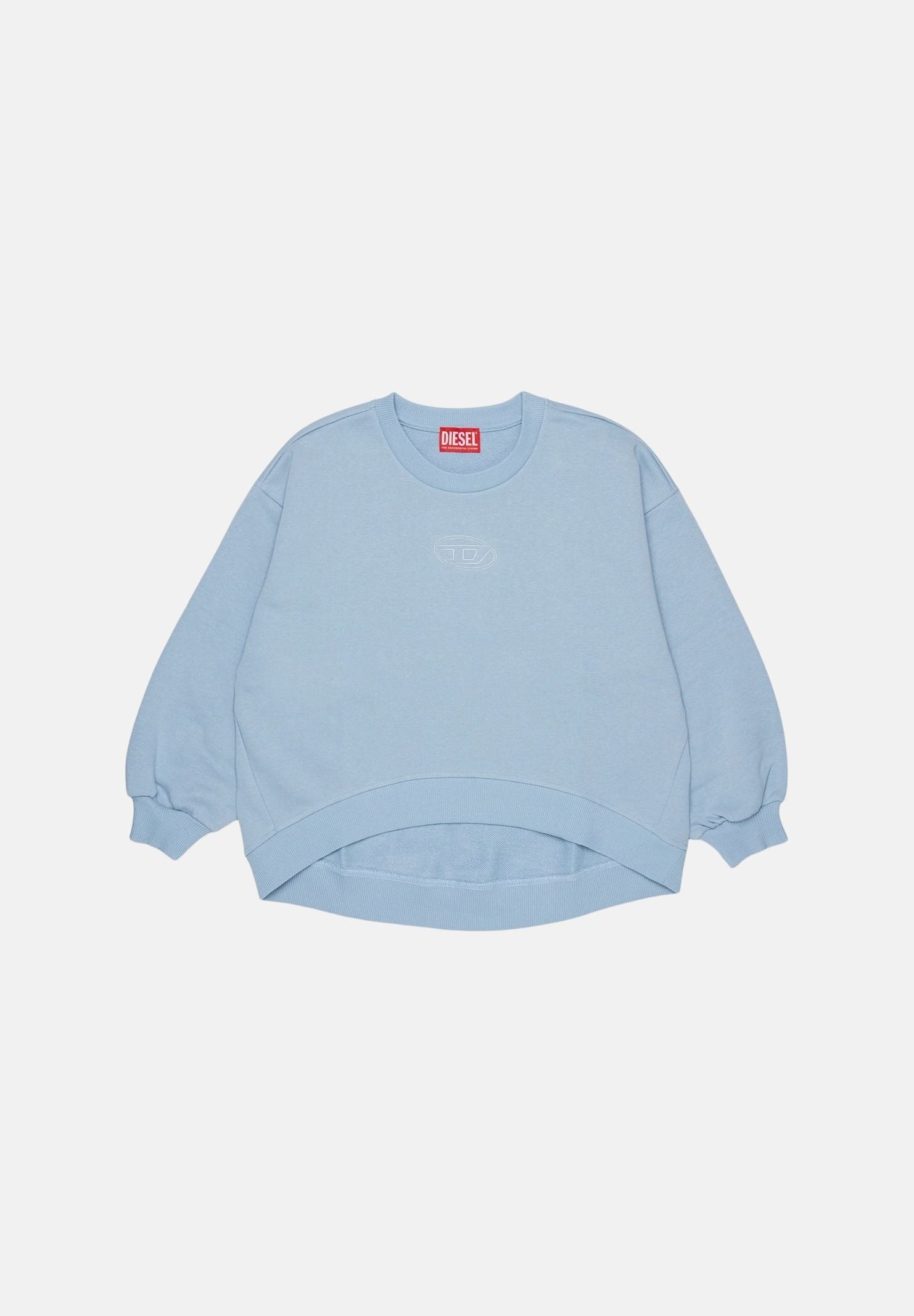 DIESEL Felpa SALILLY colore brand Dusty Blue,azzurro cielo, per donna, ragazzi e bambini con logo Oval D J03017KYAZ3 K80U DIESEL 