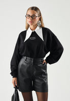 DIESEL Felpa SALILLY nera, per donna, ragazzi e  bambini  con logo Oval D frontale e linea morbida. J03017KYAZ3 K900 DIESEL 