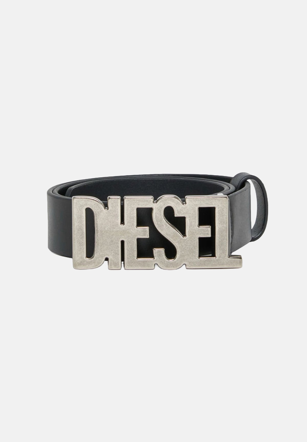 DIESEL Cintura nero per uomo e donna  in pelle con maxi fibbia logata in metallo. J03134KXBLR K900 DIESEL 