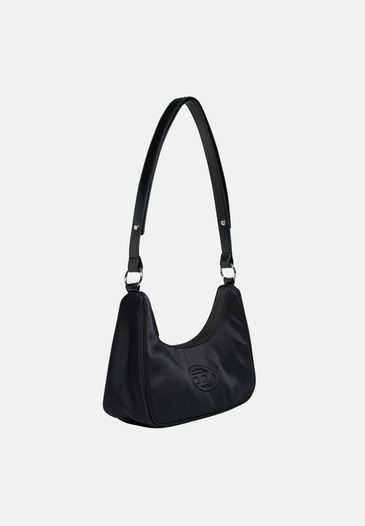 DIESEL Borsa a spalla WUNSY - NYLON SHOULDER nero da donna con logo Oval-D. J03143KXBEW K900 DIESEL 