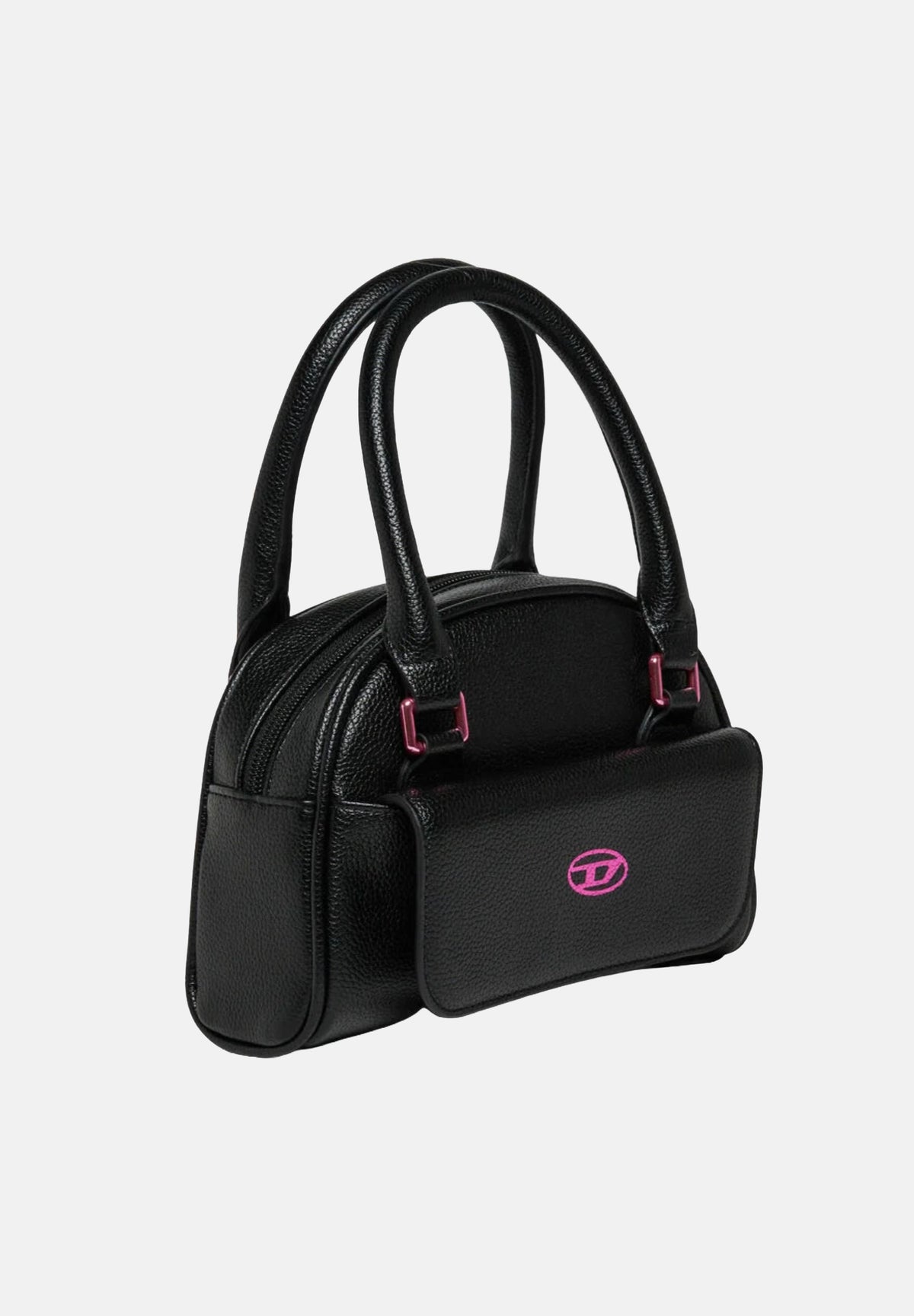 DIESEL Borsa mini D-BOWL BAG nera per donna, ragazza e bambina con manici tubolari e  logo Oval D rosa. J03144KXBVG K900 DIESEL 