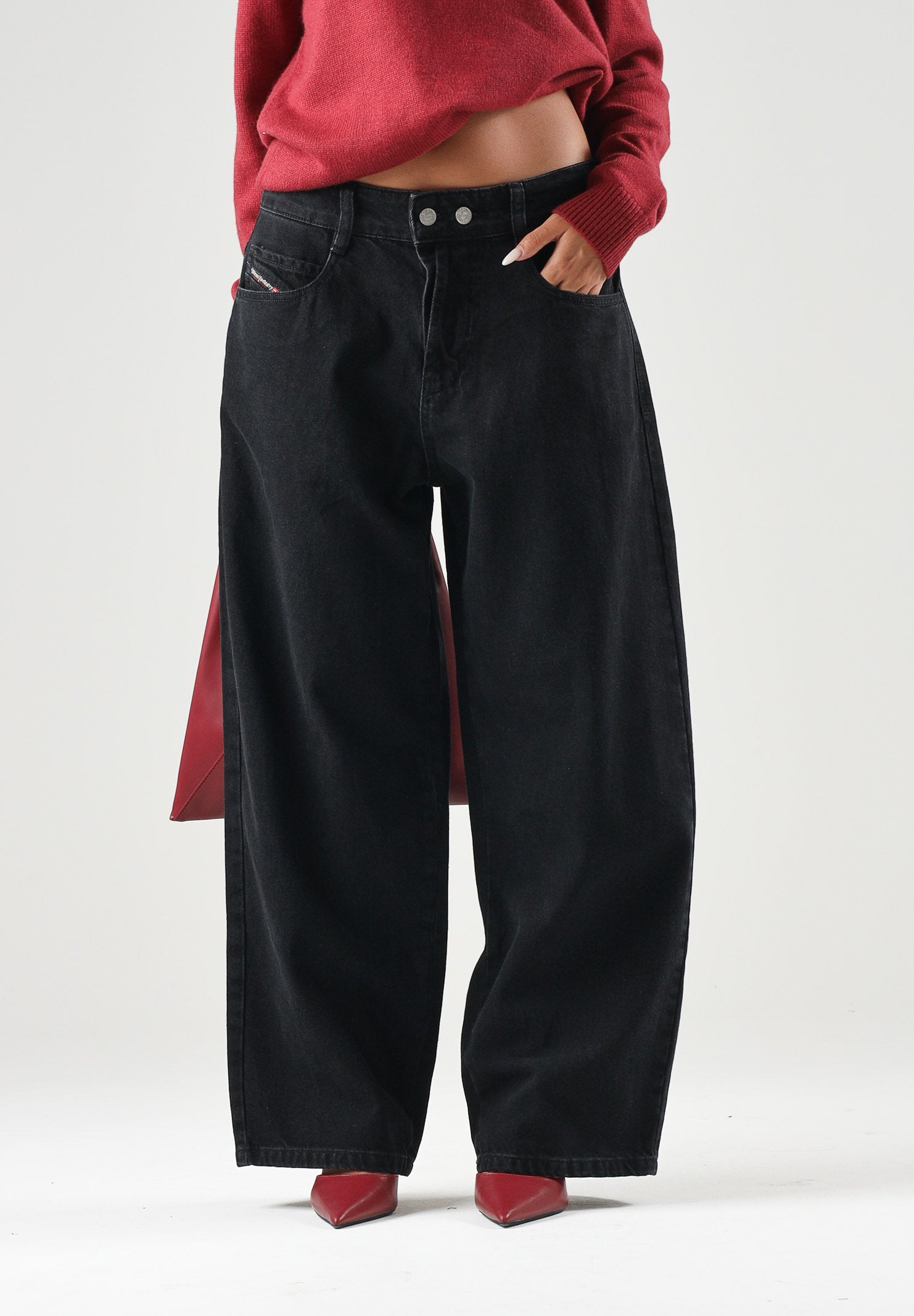 DIESEL Jeans D-ROXY-J nero per donna, ragazzi e bambini coon gamba ampia J03151KXBUA K02 DIESEL 
