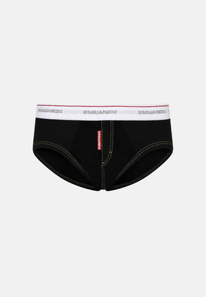 DSQUARED2 Slip nero da uomo con elastico in vita logato e iconica D9L806350 001 DSQUARED 